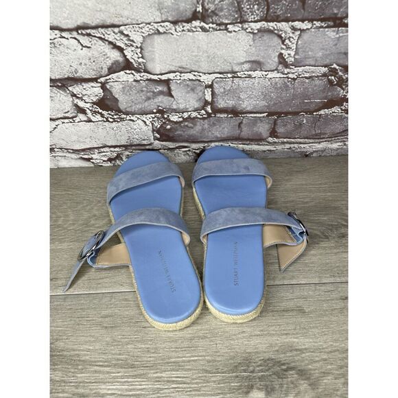 Stuart Weitzman Periwinkle Blue Suede Leather Espadrille Sandals Women Sz 6B US - Picture 7 of 16